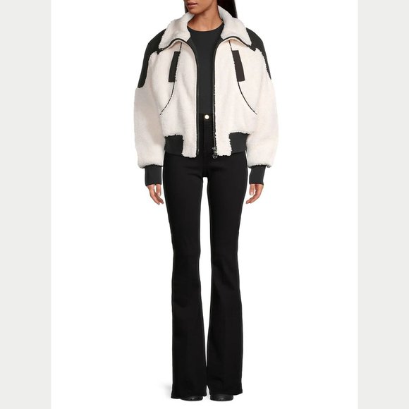 NEW Moose Knuckles Size Small Women's Sherpa Nellis Cropped Bomber - Ivory - Picture 2 of 6